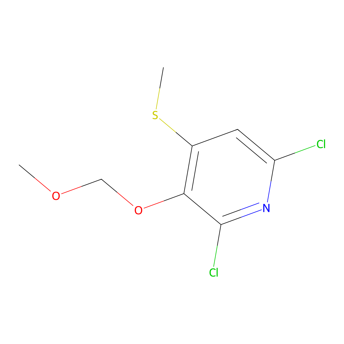 2,6-Dichloro-3-(methoxymethoxy)-4-(methylthio)pyridine molecular structure, CAS 2918958-46-8