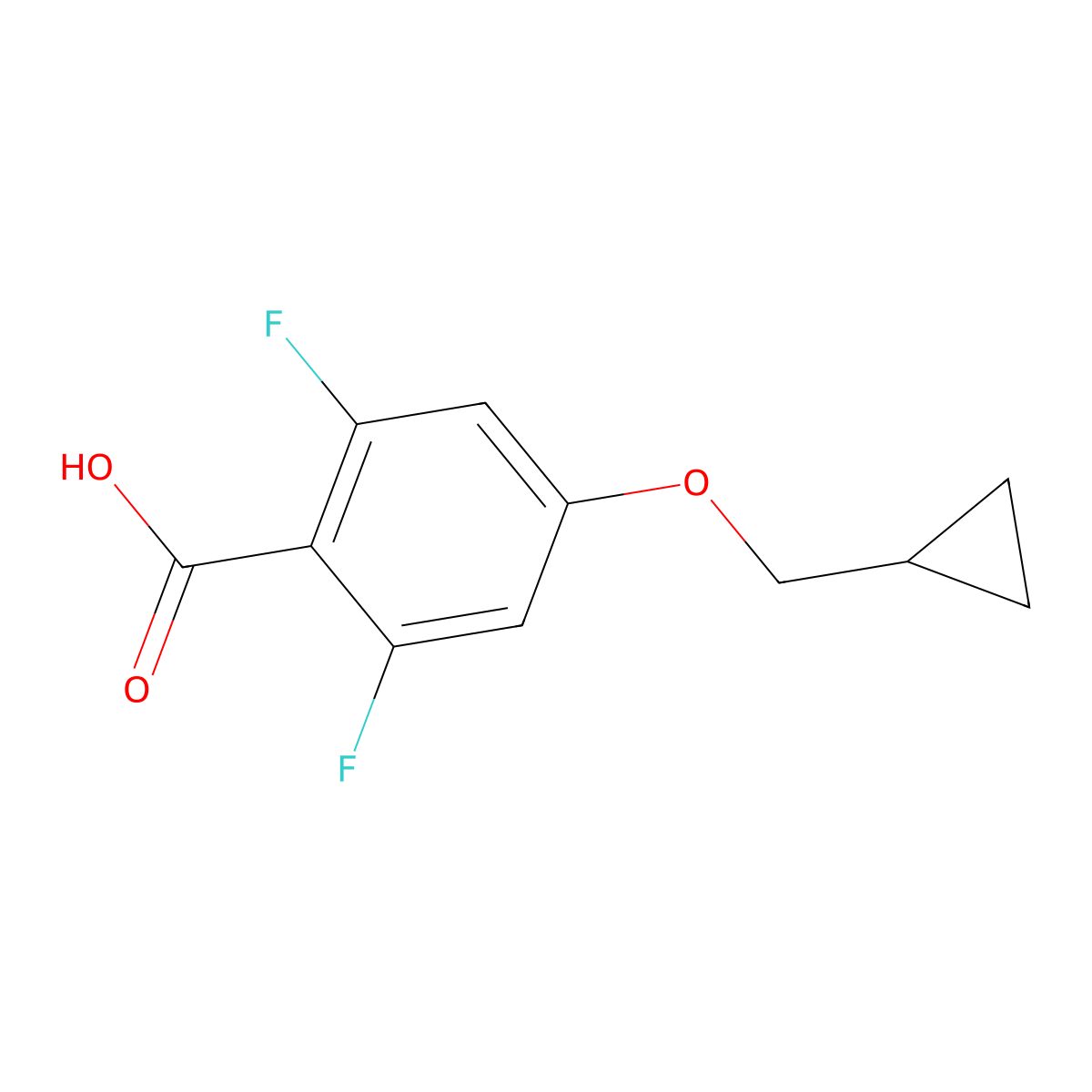 4-(Cyclopropylmethoxy)-2,6-difluorobenzoic acid molecular structure, CAS 2918959-25-6