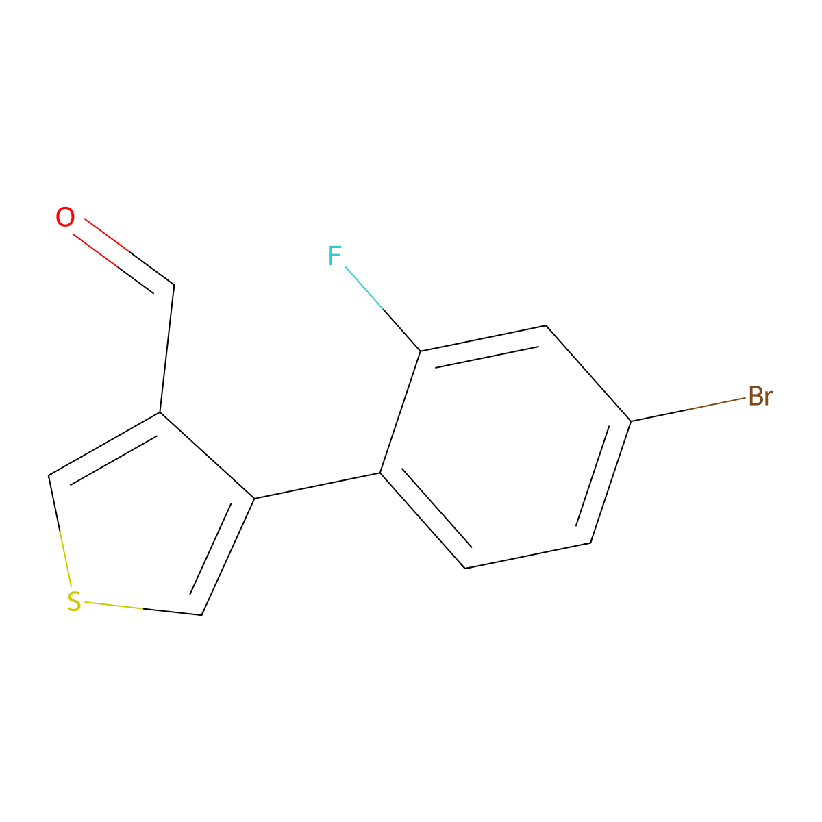 4-(4-Bromo-2-fluorophenyl)thiophene-3-carbaldehyde molecular structure, CAS 2918960-39-9