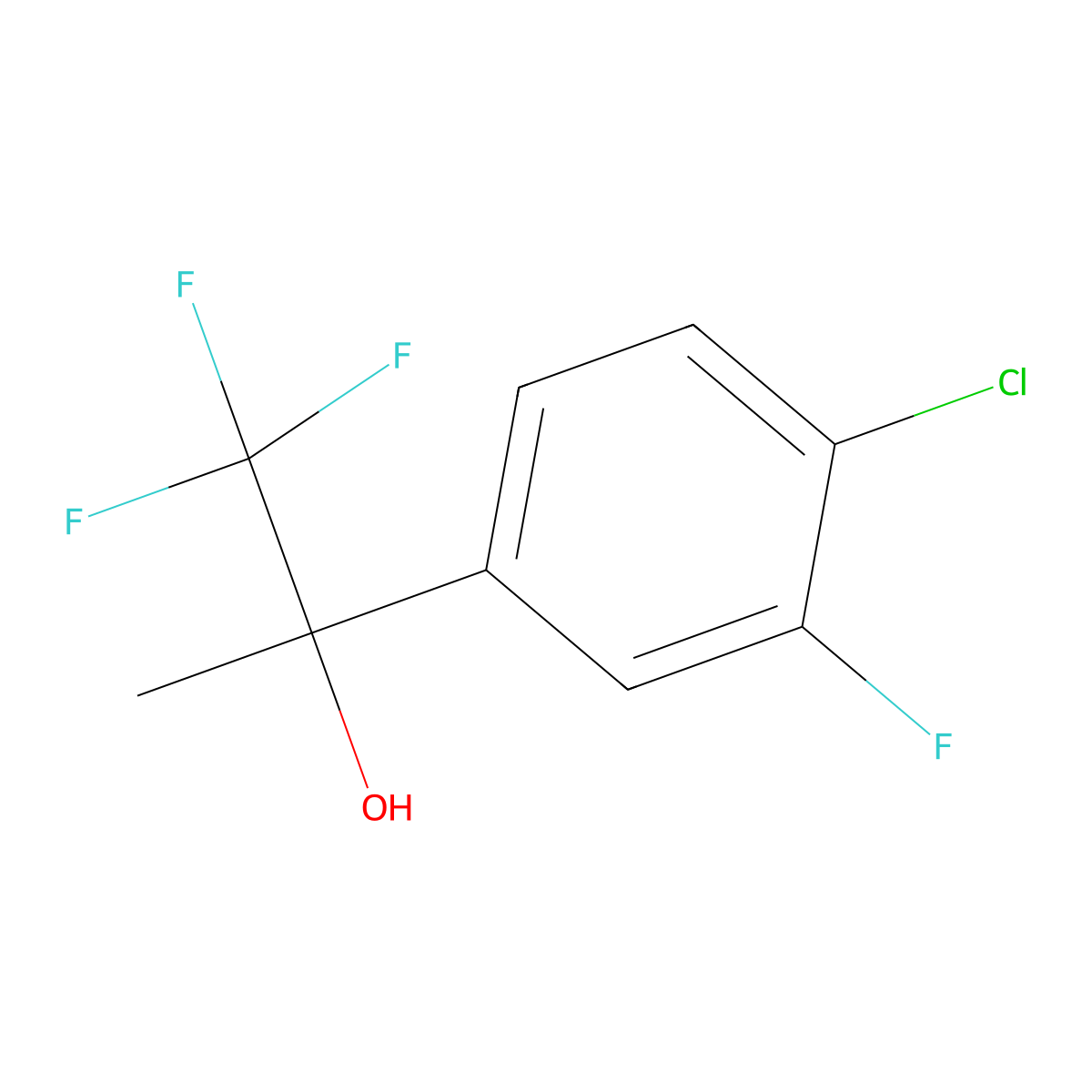 2-(4-Chloro-3-fluorophenyl)-1,1,1-trifluoropropan-2-ol molecular structure, CAS 2918960-45-7