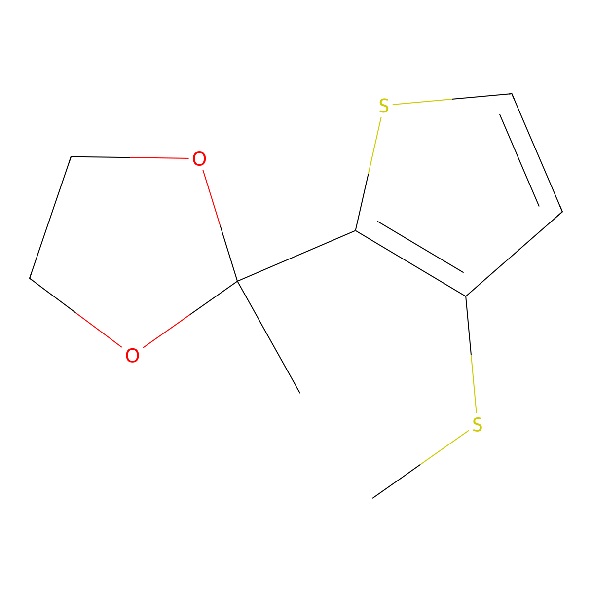 2-Methyl-2-(3-(methylthio)thiophen-2-yl)-1,3-dioxolane molecular structure, CAS 2918960-67-3
