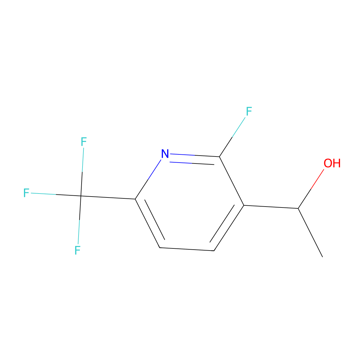1-(2-Fluoro-6-(trifluoromethyl)pyridin-3-yl)ethanol molecular structure, CAS 2918961-49-4