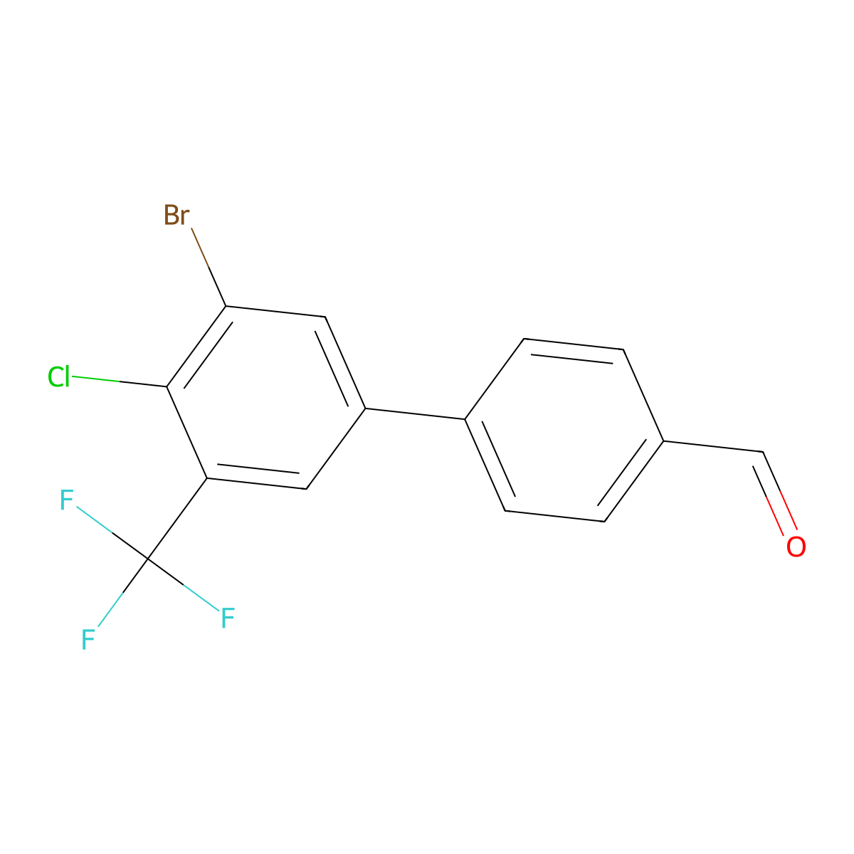 3'-Bromo-4'-chloro-5'-(trifluoromethyl)-[1,1'-biphenyl]-4-carbaldehyde molecular structure, CAS 2918963-50-3