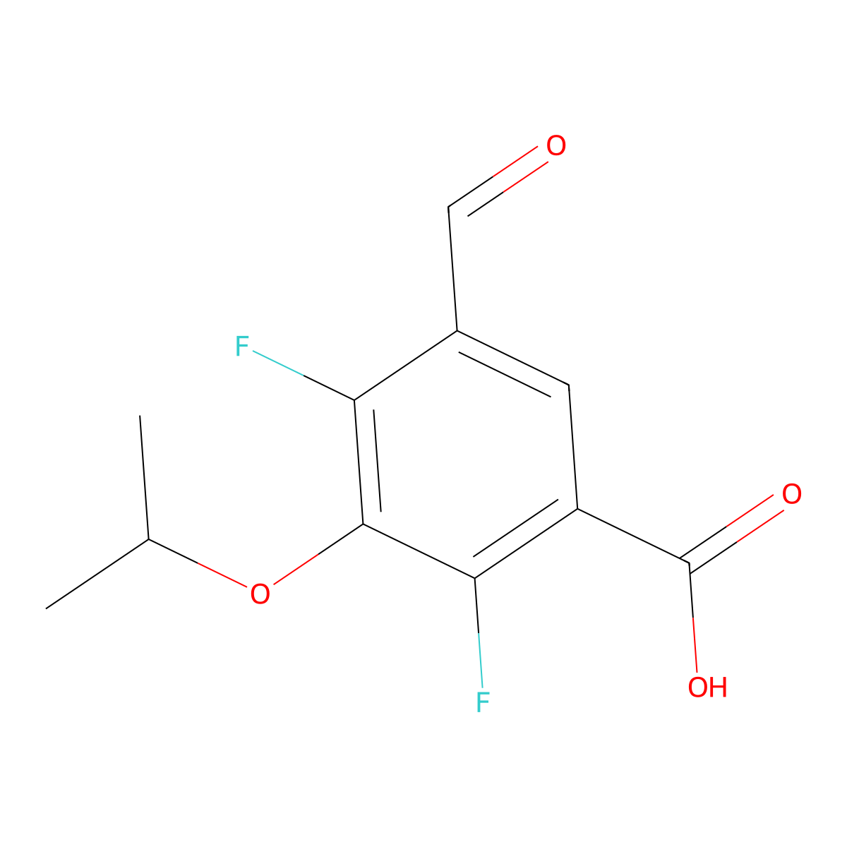2,4-Difluoro-5-formyl-3-isopropoxybenZoic acid molecular structure, CAS 2918964-06-2