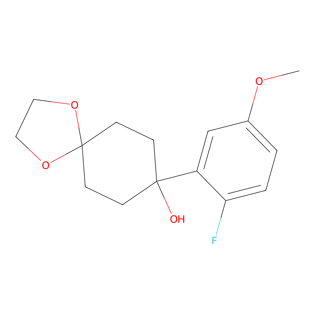 8-(2-Fluoro-5-methoxyphenyl)-1,4-dioxaspiro[4.5]decan-8-ol molecular structure, CAS 2918964-11-9