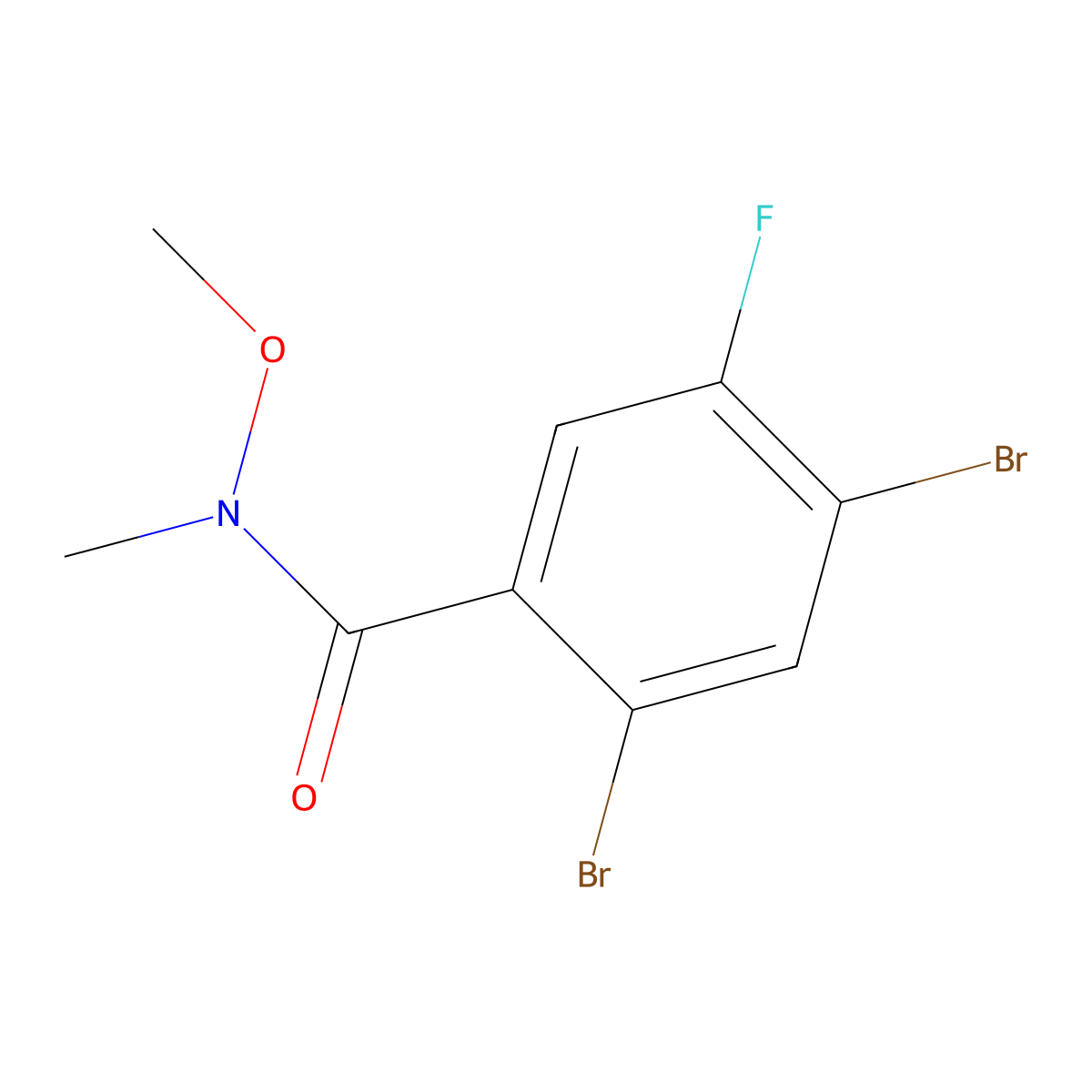 2,4-dibromo-5-fluoro-N-methoxy-N-methylbenzamide molecular structure, CAS 2918964-79-9