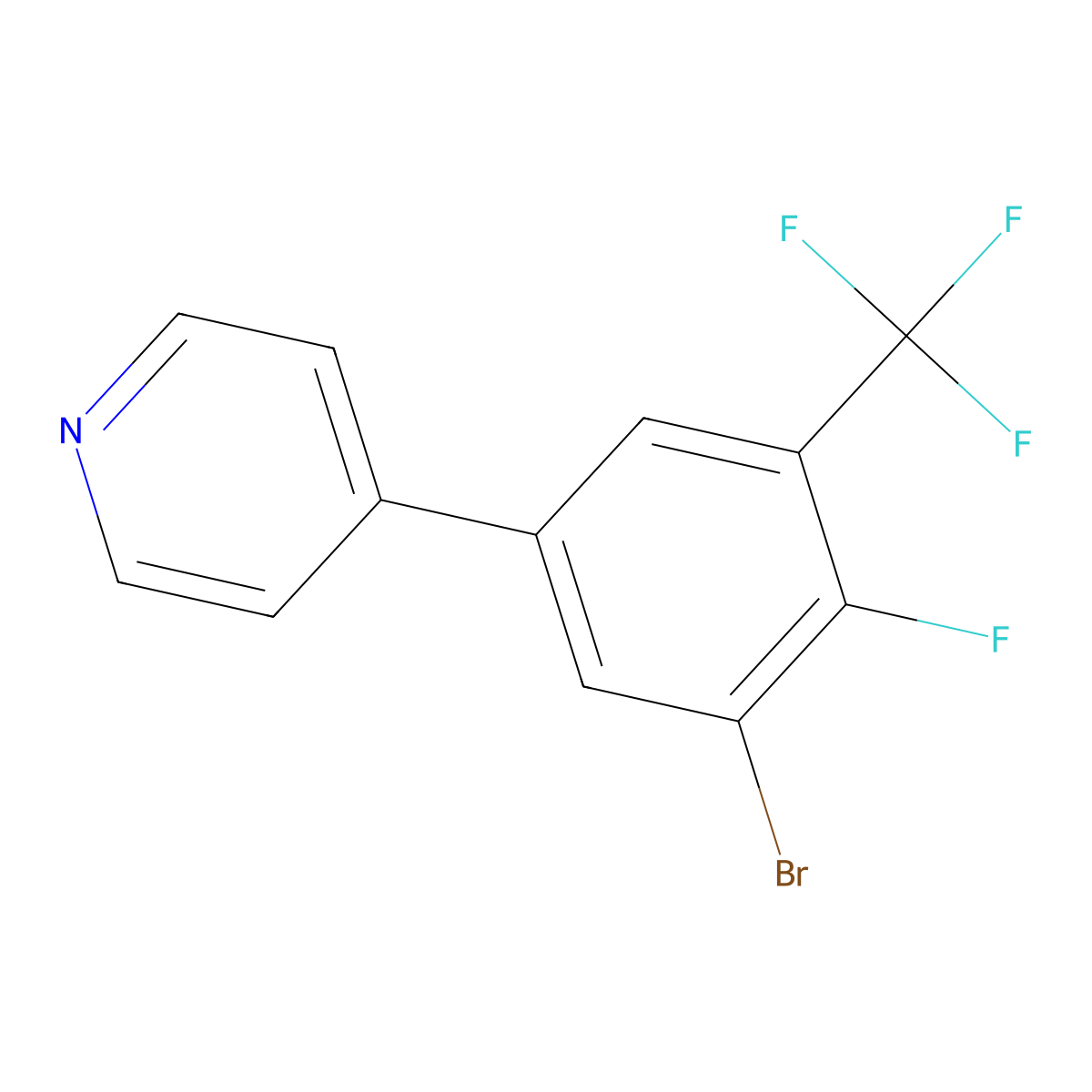 4-(3-Bromo-4-fluoro-5-(trifluoromethyl)phenyl)pyridine molecular structure, CAS 2918964-94-8