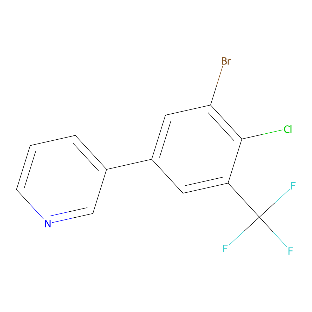 3-(3-Bromo-4-chloro-5-(trifluoromethyl)phenyl)pyridine molecular structure, CAS 2918965-16-7