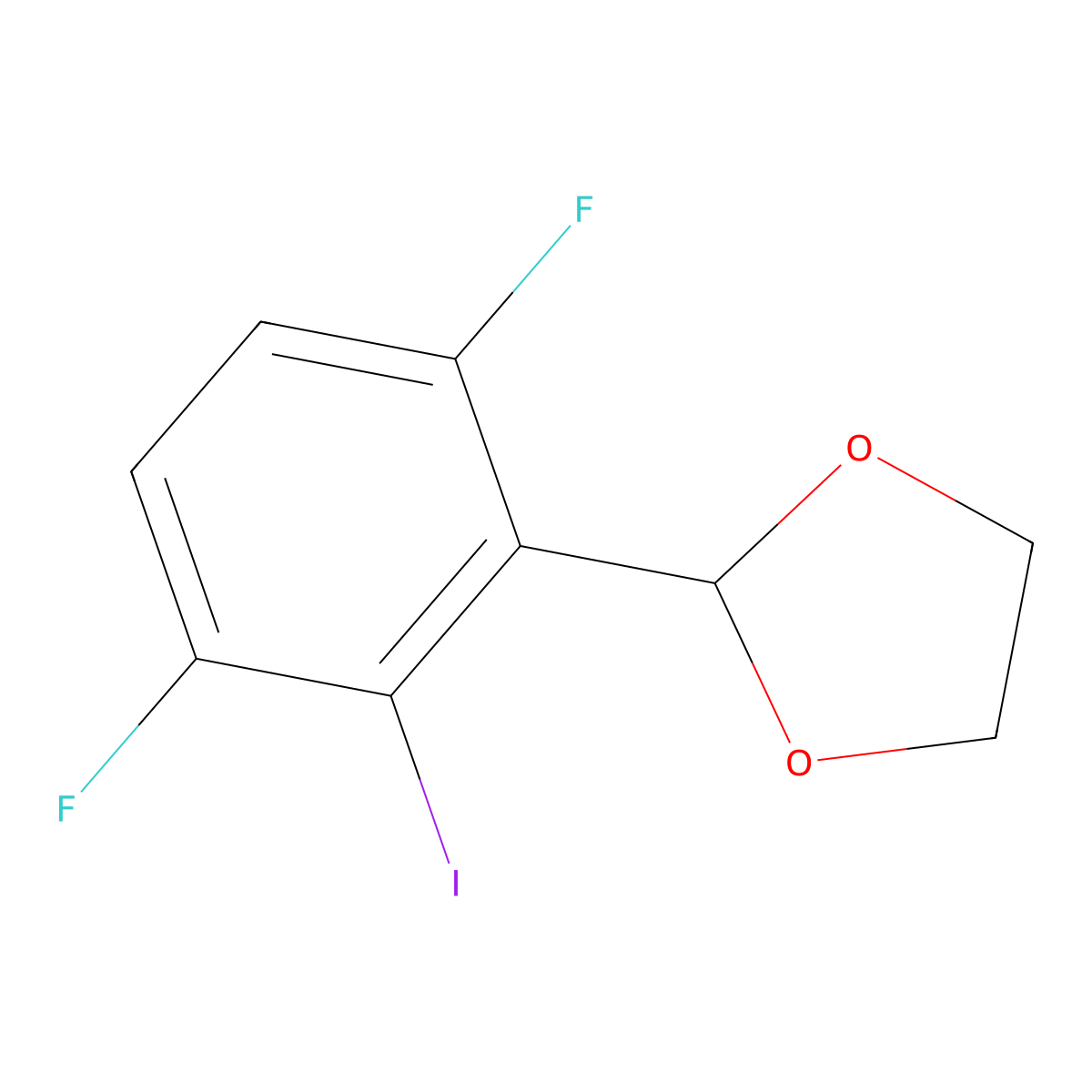 2-(3,6-Difluoro-2-iodophenyl)-1,3-dioxolane molecular structure, CAS 2918965-29-2