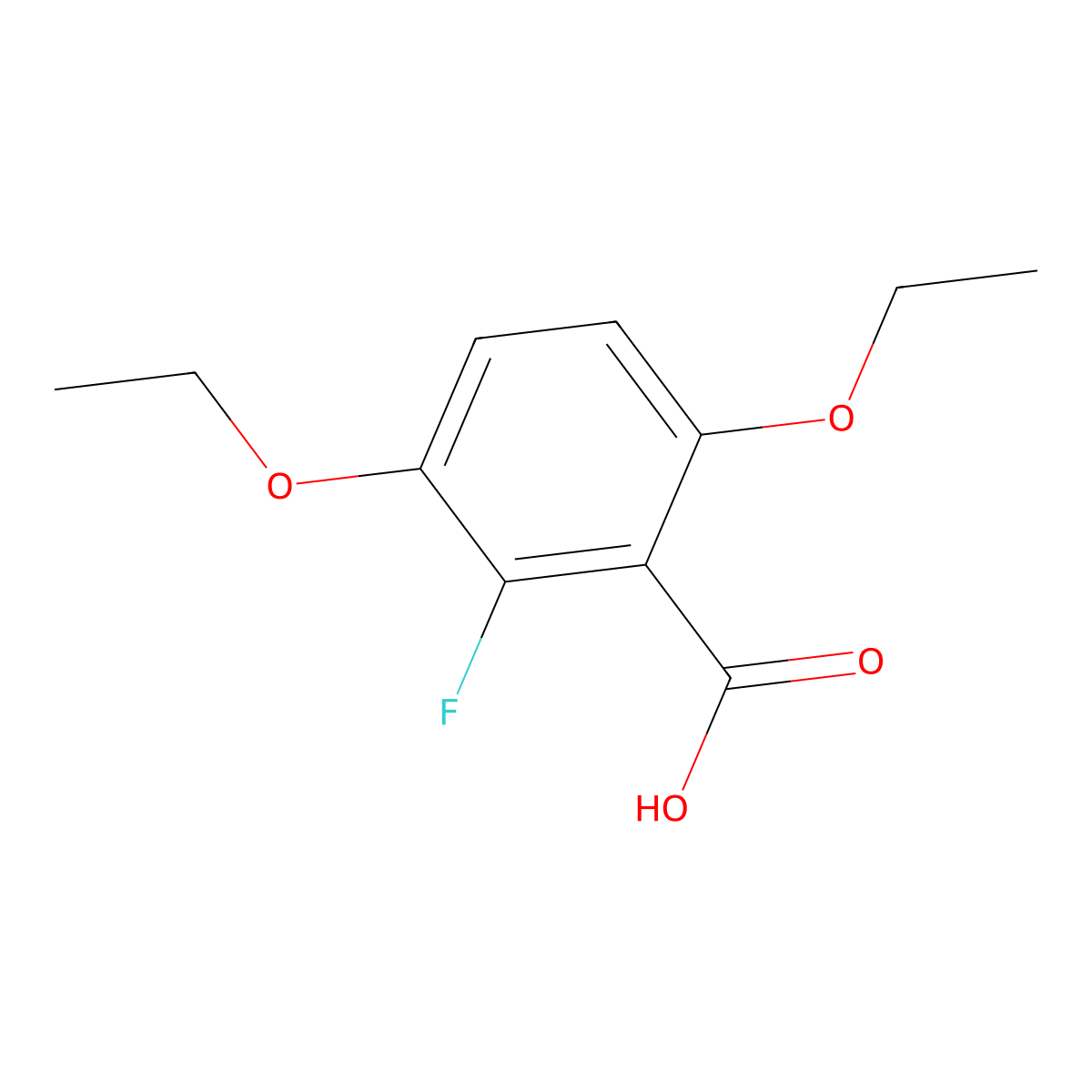 3,6-Diethoxy-2-fluorobenzoic acid molecular structure, CAS 2918965-30-5