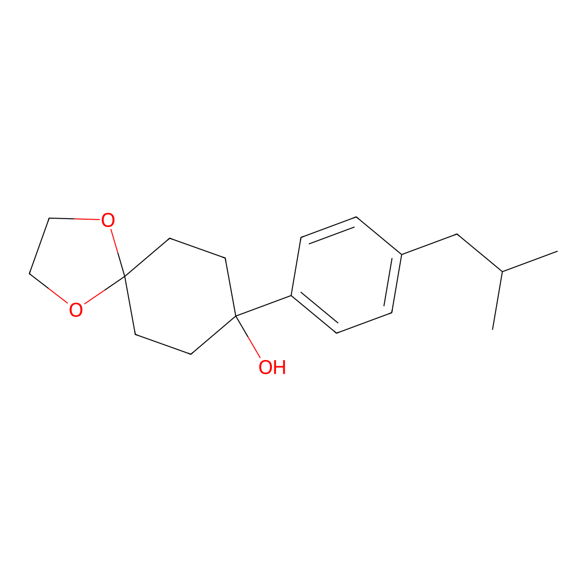8-(4-Isobutylphenyl)-1,4-dioxaspiro[4.5]decan-8-ol molecular structure, CAS 2918965-65-6