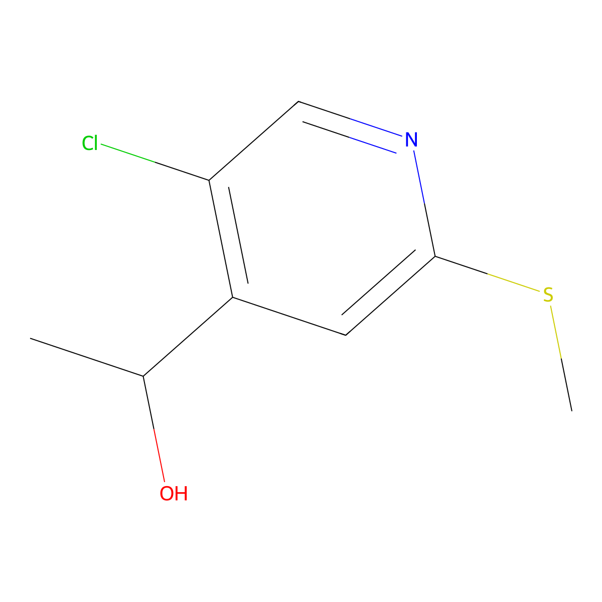 1-(5-Chloro-2-(methylthio)pyridin-4-yl)ethanol molecular structure, CAS 2918966-22-8