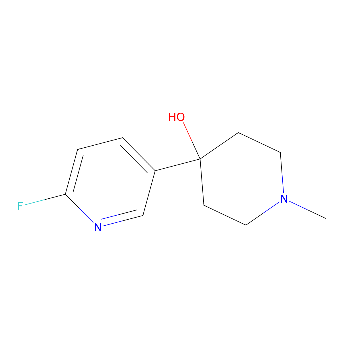 4-(6-Fluoropyridin-3-yl)-1-methylpiperidin-4-ol molecular structure, CAS 2918966-50-2