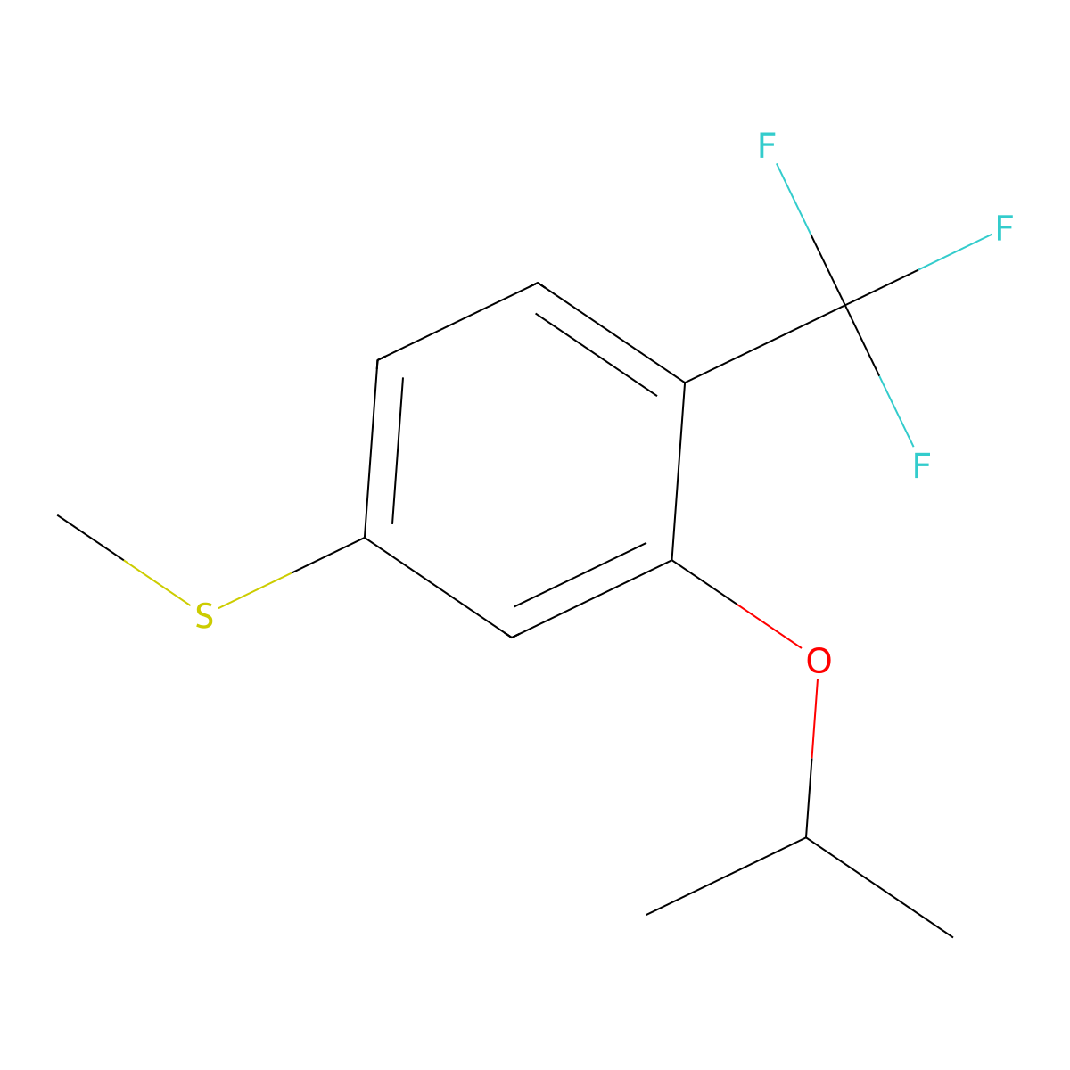(3-Isopropoxy-4-(trifluoromethyl)phenyl)(methyl)sulfane molecular structure, CAS 2918966-54-6