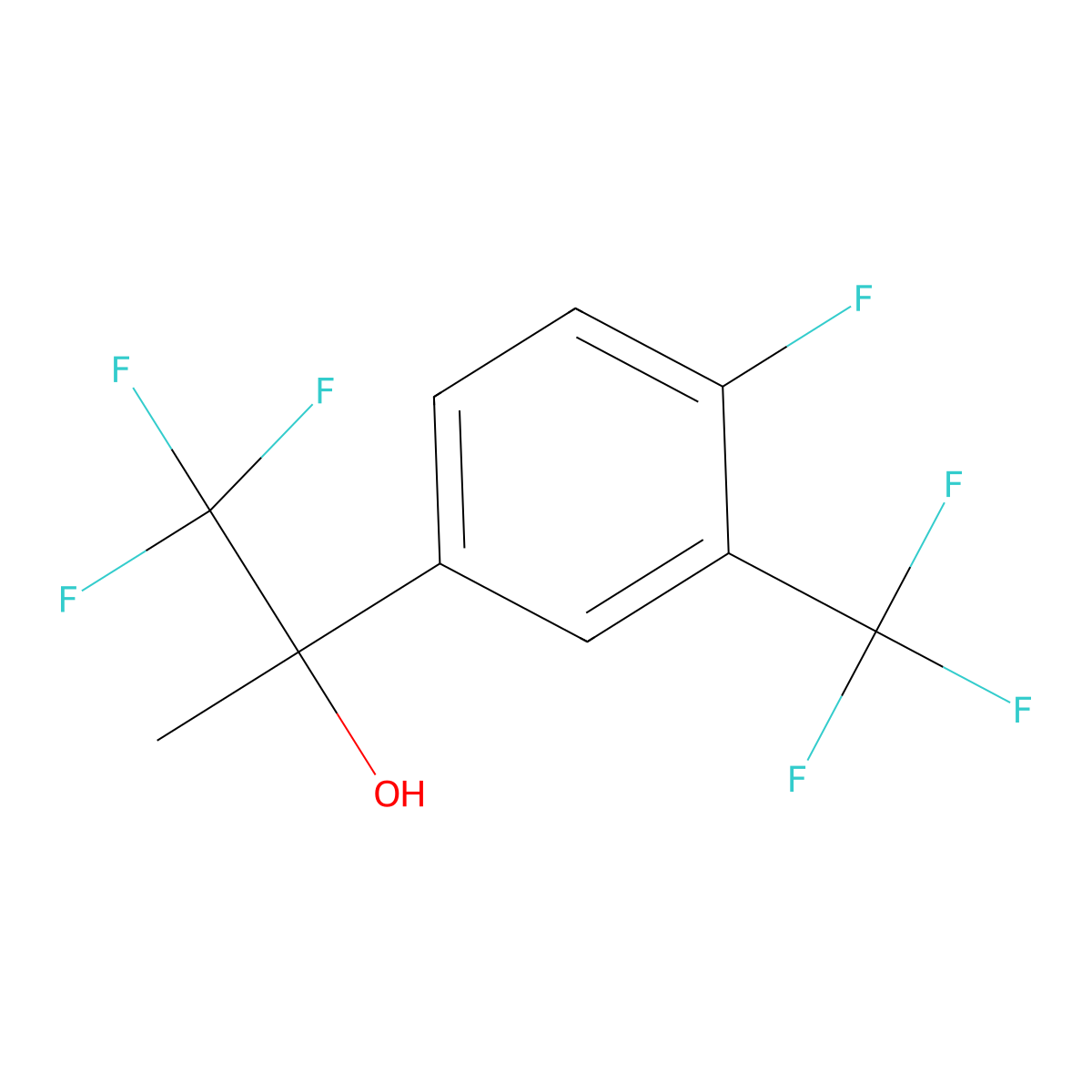 1,1,1-Trifluoro-2-(4-fluoro-3-(trifluoromethyl)phenyl)propan-2-ol molecular structure, CAS 2918966-77-3