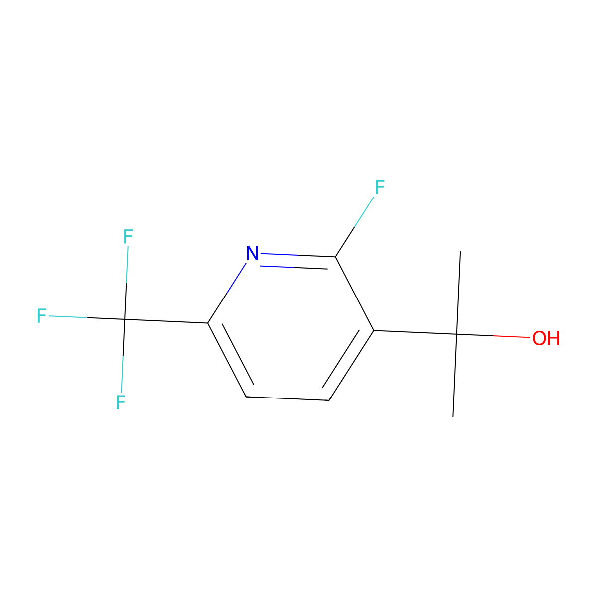 2-(2-Fluoro-6-(trifluoromethyl)pyridin-3-yl)propan-2-ol molecular structure, CAS 2918966-90-0