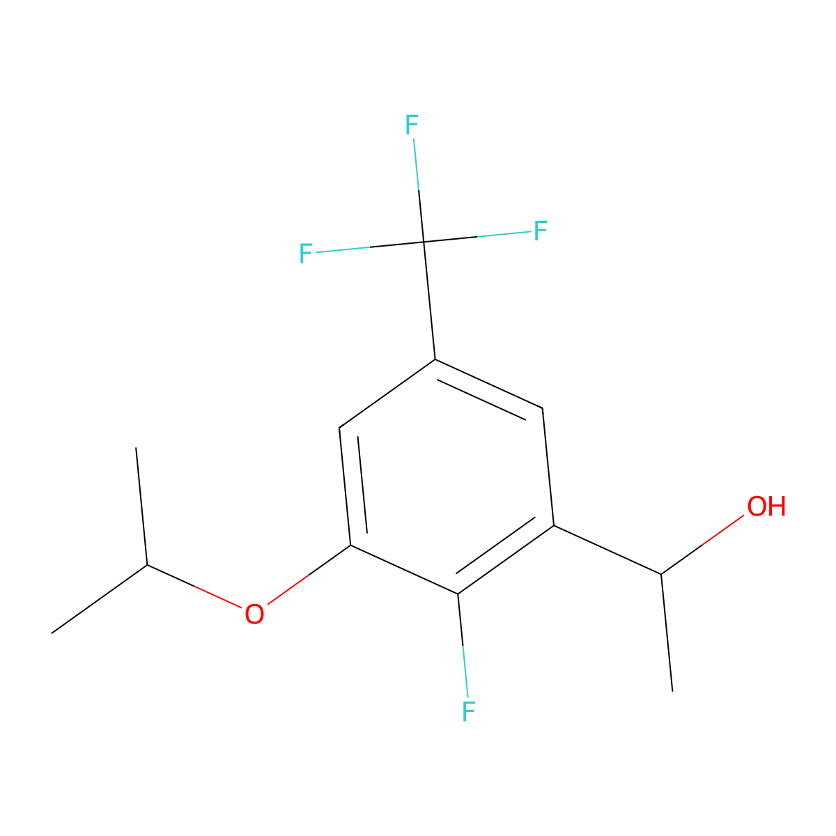 1-(2-Fluoro-3-isopropoxy-5-(trifluoromethyl)phenyl)ethanol molecular structure, CAS 2918967-42-5
