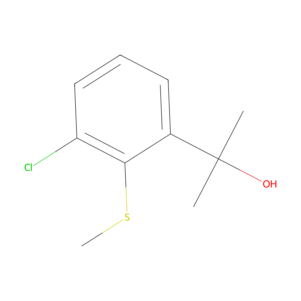 2-(3-Chloro-2-(methylthio)phenyl)propan-2-ol molecular structure, CAS 2918967-43-6