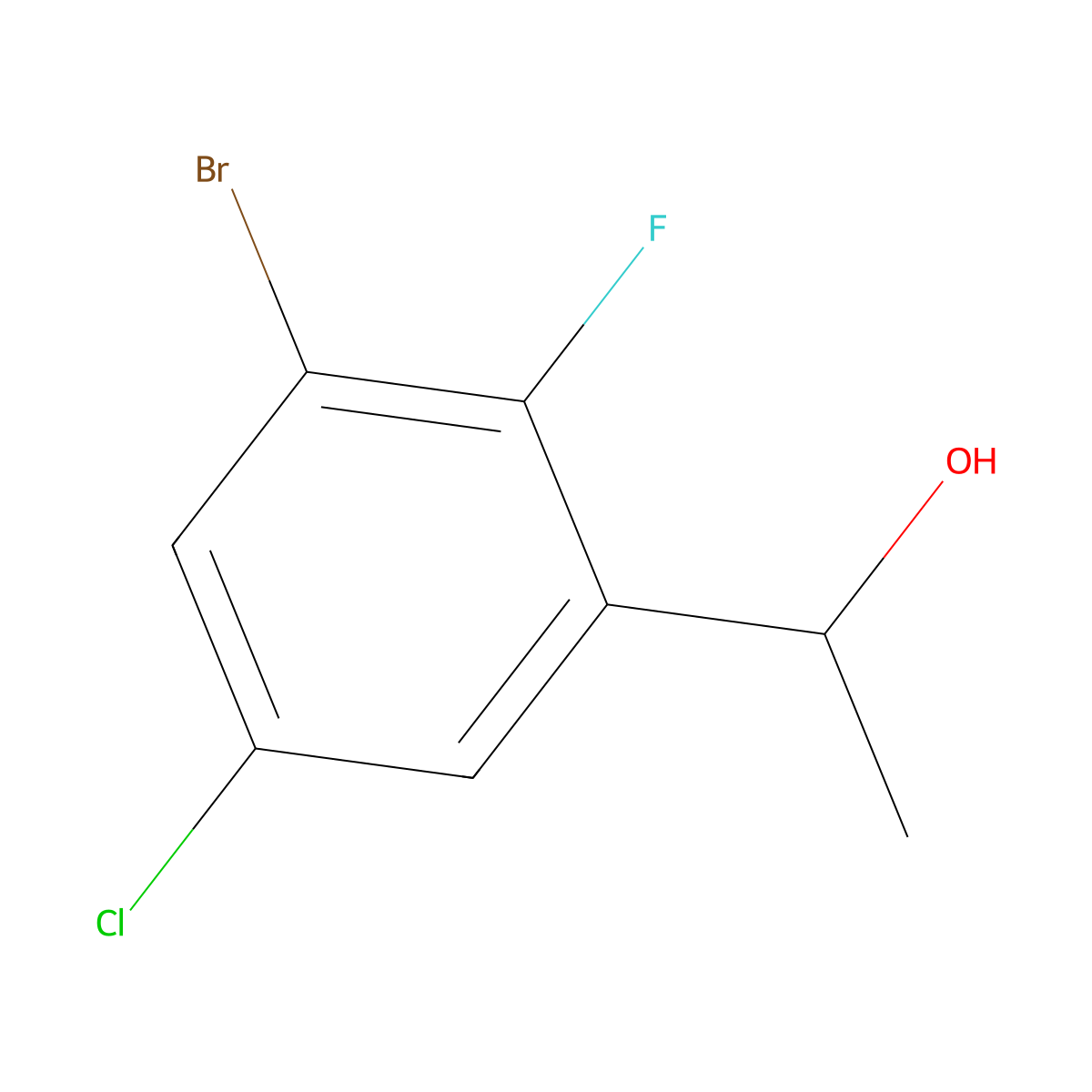 1-(3-Bromo-5-chloro-2-fluorophenyl)ethanol molecular structure, CAS 2918967-58-3