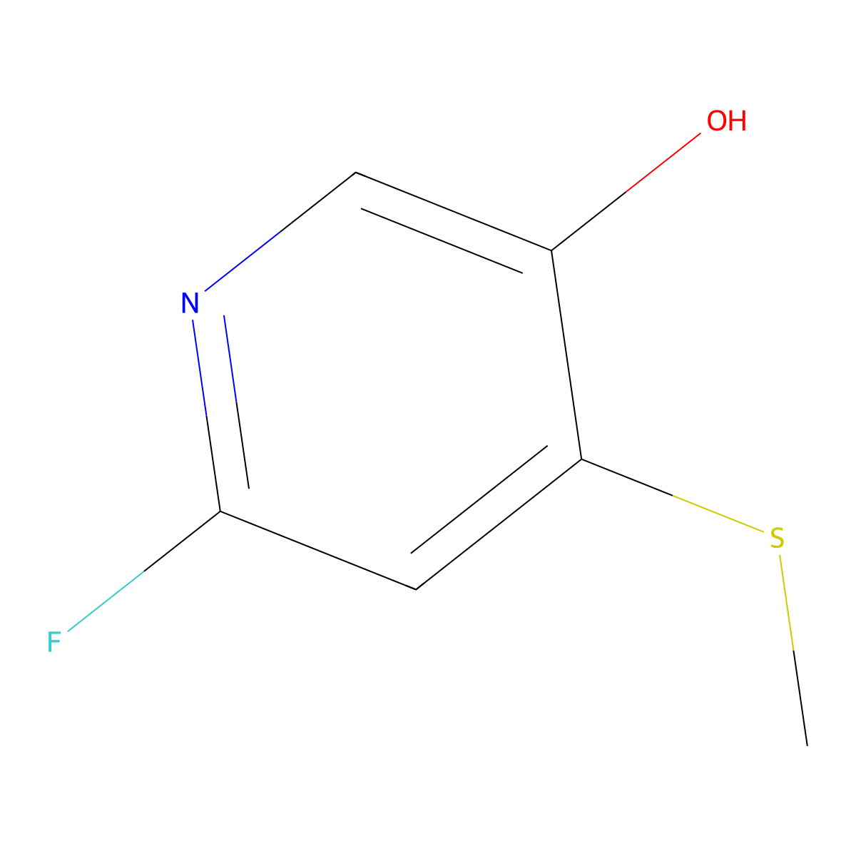 6-Fluoro-4-(methylthio)pyridin-3-ol molecular structure, CAS 2918968-92-8