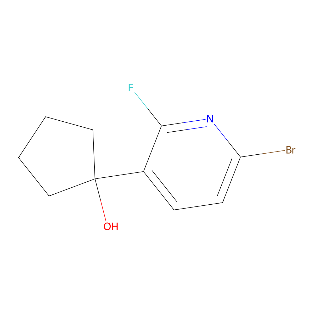 1-(6-Bromo-2-fluoropyridin-3-yl)cyclopentanol molecular structure, CAS 2918969-10-3