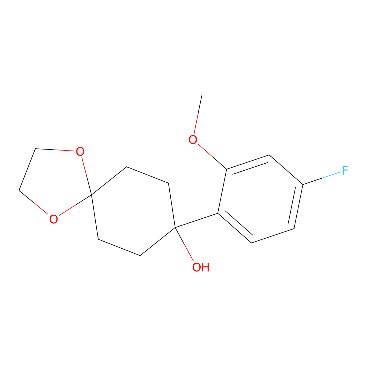 8-(4-Fluoro-2-methoxyphenyl)-1,4-dioxaspiro[4.5]decan-8-ol molecular structure, CAS 2918969-22-7
