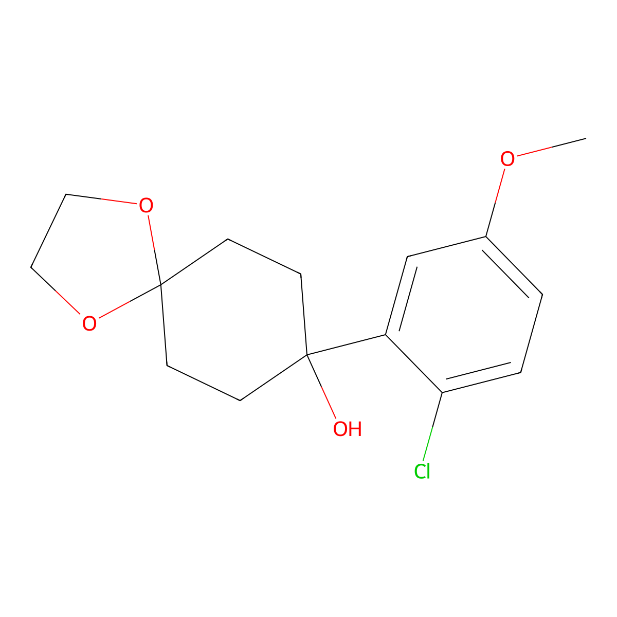 8-(2-Chloro-5-methoxyphenyl)-1,4-dioxaspiro[4.5]decan-8-ol molecular structure, CAS 2918969-29-4