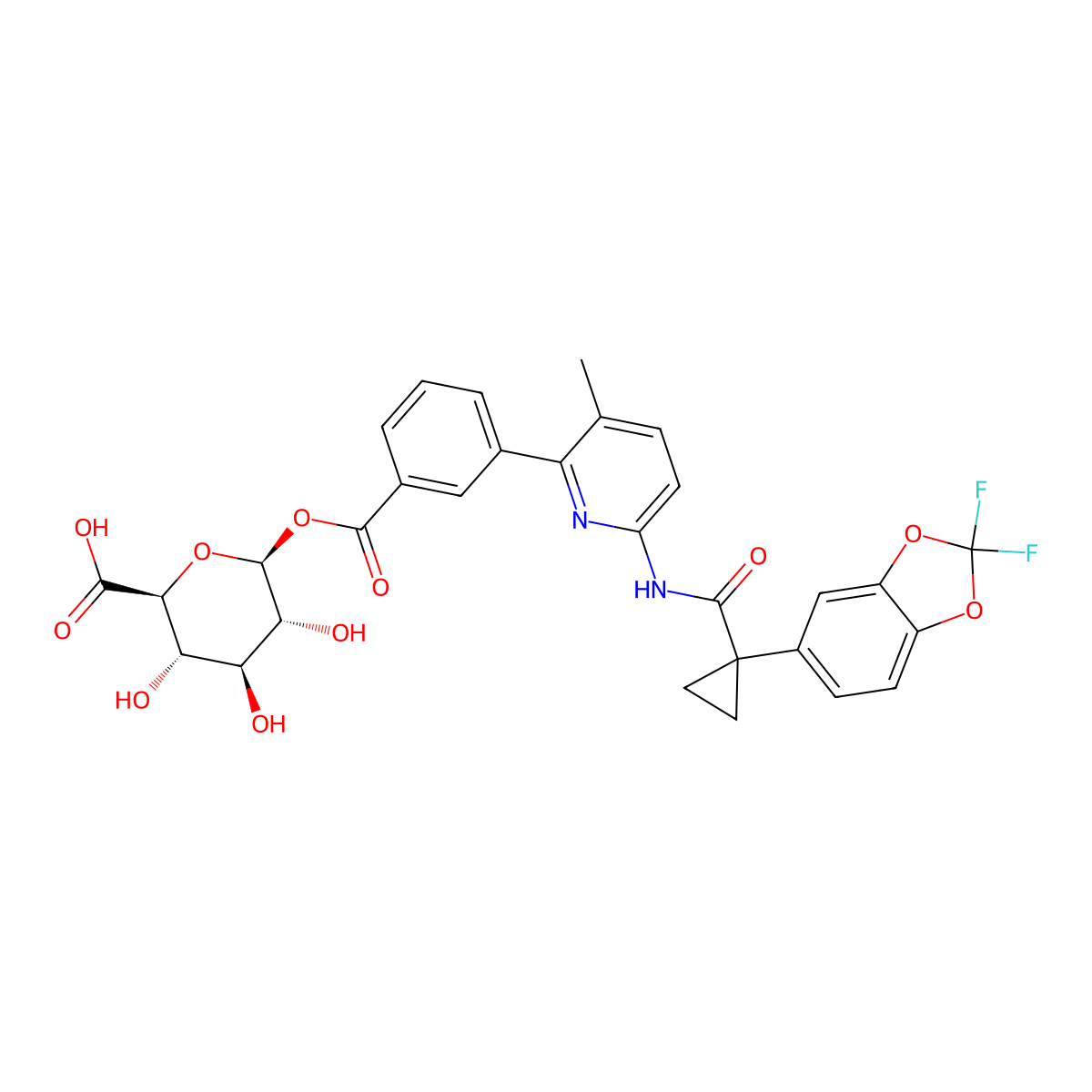 Lumacaftor acyl-beta-D-glucuronide molecular structure, CAS 2919250-86-3