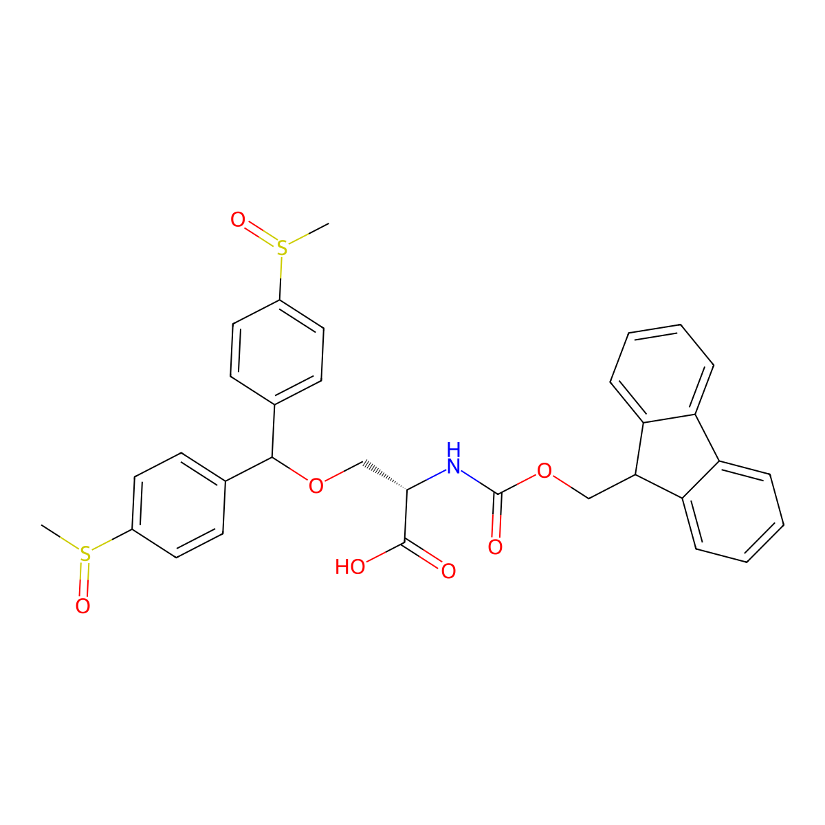 N-alpha-(9-Fluorenylmethyloxycarbonyl)-S-(4,4'-dimethylsulfinylbenZhydryl)-L-serine (Fmoc-L-Ser(Msbh)-OH) molecular structure, CAS 2919325-46-3