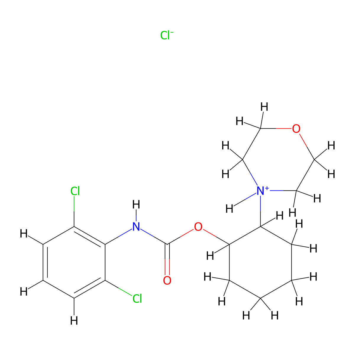 2-(Morpholin-4-yl)cyclohexyl hydrogen (2,6-dichlorophenyl)carbonimidate--hydrogen chloride (1/1) molecular structure, CAS 29194-93-2