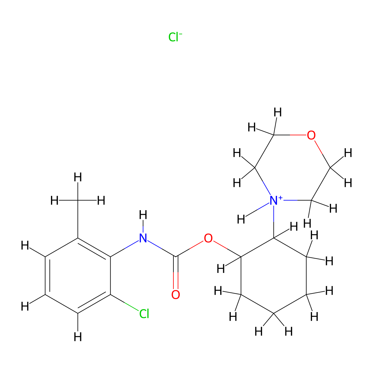 2-(Morpholin-4-yl)cyclohexyl hydrogen (2-chloro-6-methylphenyl)carbonimidate--hydrogen chloride (1/1) molecular structure, CAS 29194-95-4