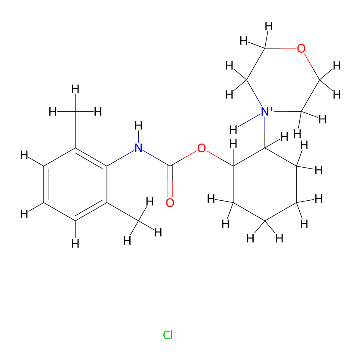 Carbanilic acid, 2,6-dimethyl-, 2-morpholinocyclohexyl ester, hydrochloride molecular structure, CAS 29194-99-8