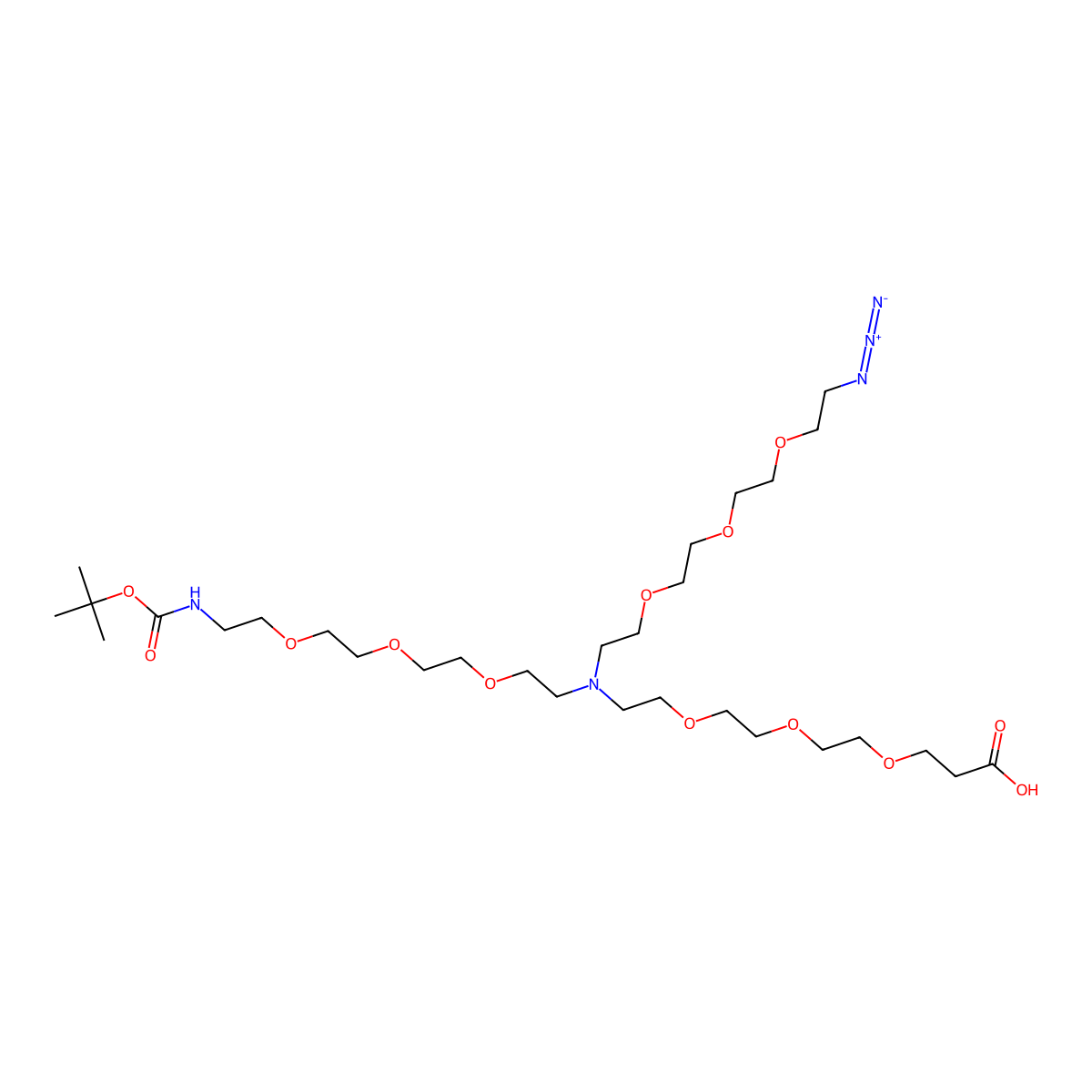 N-(Azido-PEG3)-N-(PEG3-NH-Boc)-PEG3-acid molecular structure, CAS 2919483-55-7