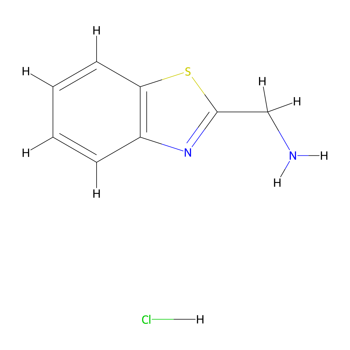 (1,3-Benzothiazol-2-ylmethyl)amine hydrochloride molecular structure, CAS 29198-41-2