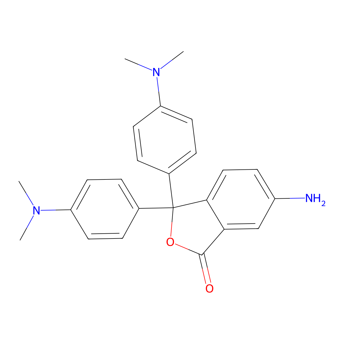 1(3H)-Isobenzofuranone, 6-amino-3,3-bis[4-(dimethylamino)phenyl]- molecular structure, CAS 29199-07-3