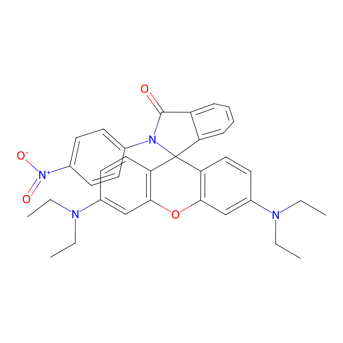 Spiro[1H-isoindole-1,9'-[9H]xanthen]-3(2H)-one, 3',6'-bis(diethylamino)-2-(4-nitrophenyl)- molecular structure, CAS 29199-09-5