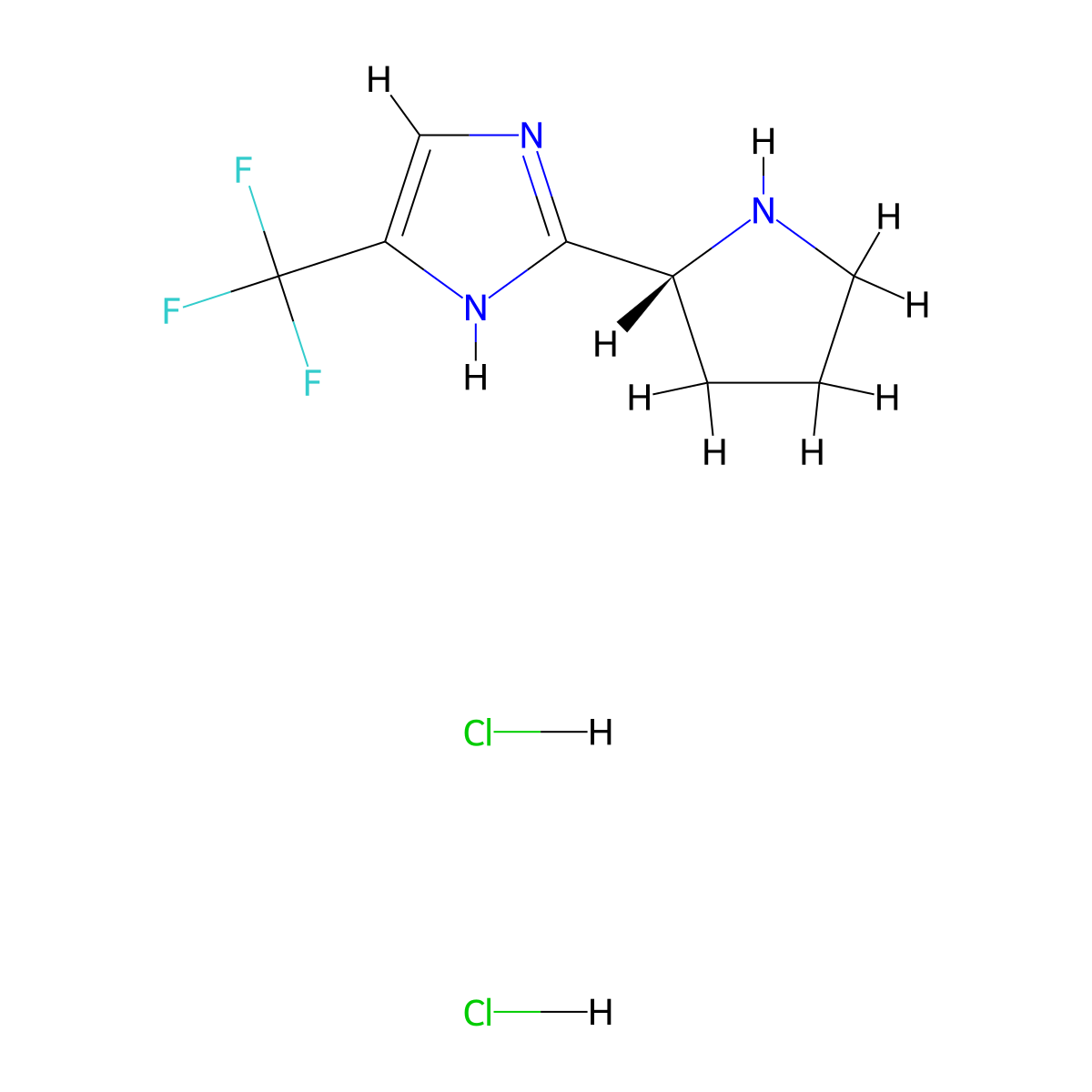 2-[(2R)-pyrrolidin-2-yl]-4-(trifluoromethyl)-1H-imidazole dihydrochloride molecular structure, CAS 2919940-33-1