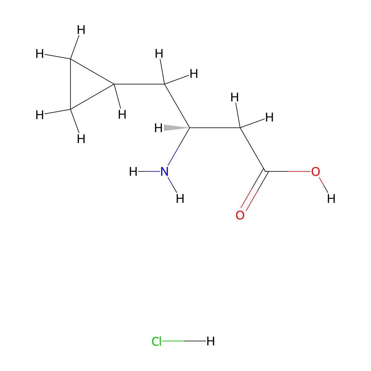 (3S)-3-amino-4-cyclopropylbutanoic acid hydrochloride molecular structure, CAS 2919940-38-6