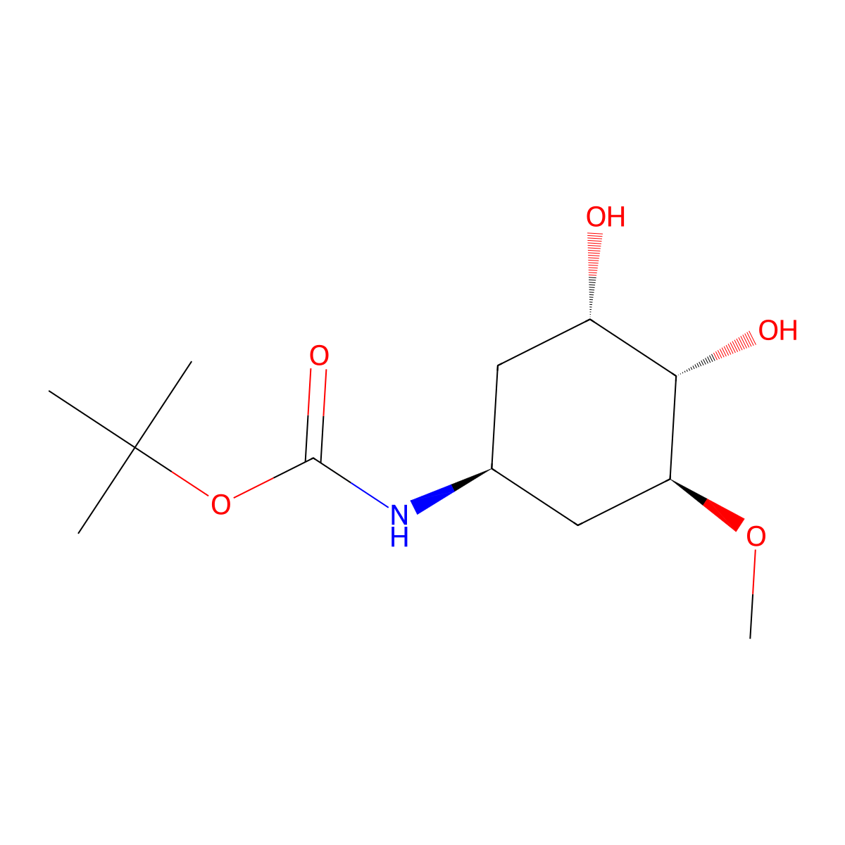 tert-butyl N-[(1S,3S,4S,5S)-3,4-dihydroxy-5-methoxycyclohexyl]carbamate molecular structure, CAS 2919940-39-7