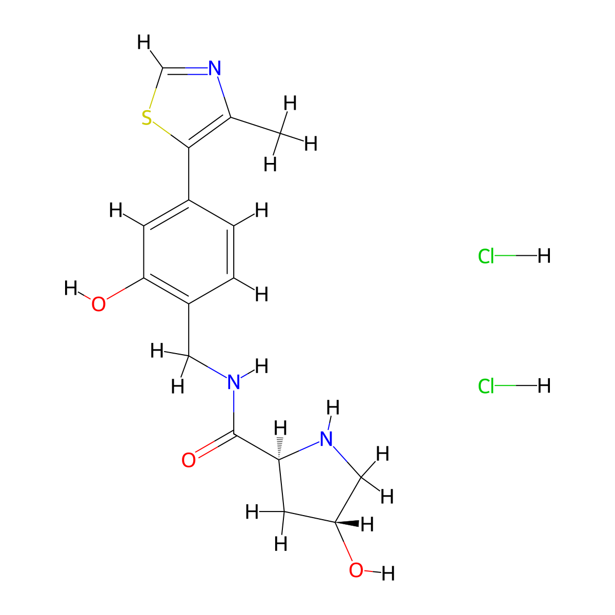 (2S,4R)-4-hydroxy-N-{[2-hydroxy-4-(4-methyl-1,3-thiazol-5-yl)phenyl]methyl}pyrrolidine-2-carboxamide dihydrochloride molecular structure, CAS 2919940-45-5