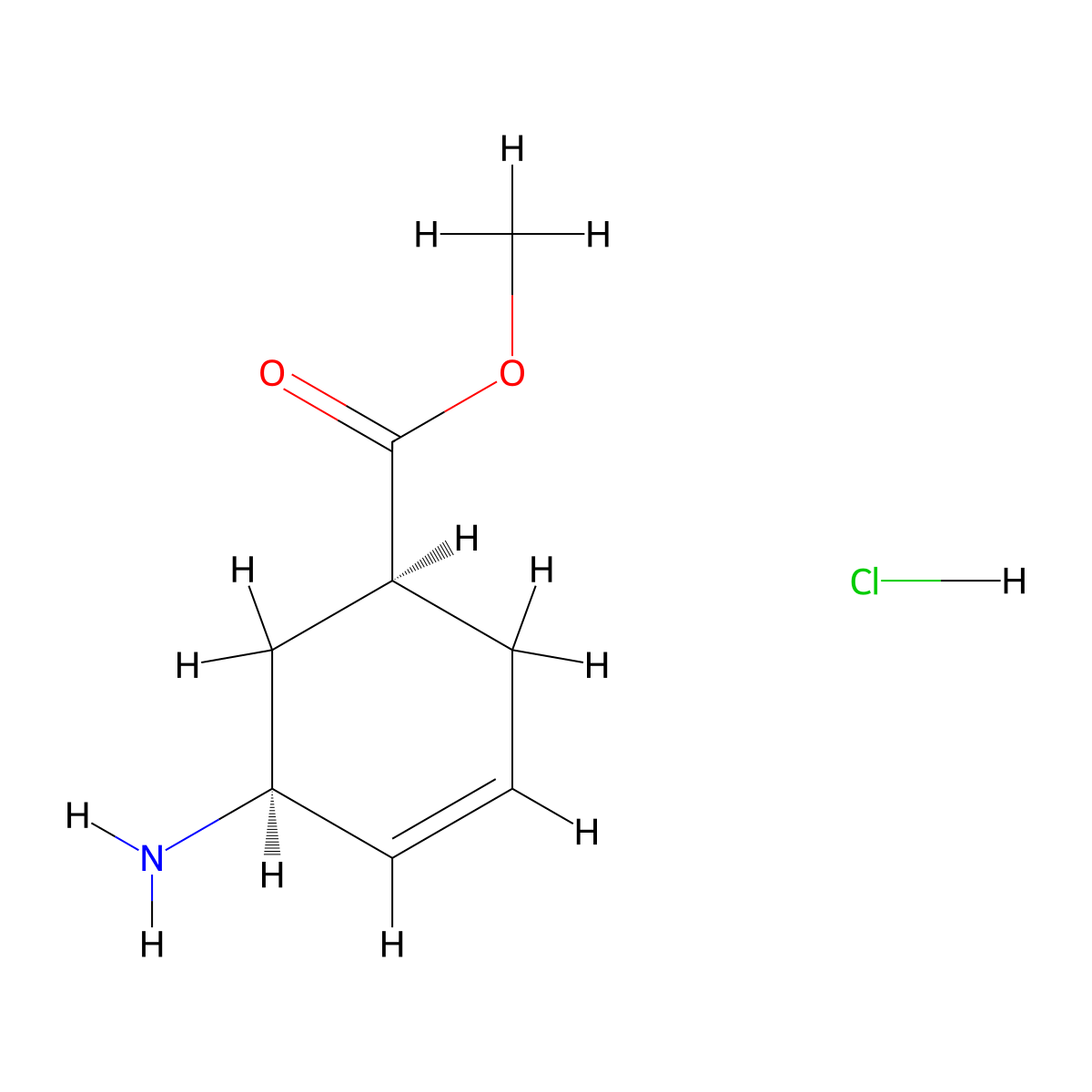 methyl (1S,5S)-5-aminocyclohex-3-ene-1-carboxylate hydrochloride molecular structure, CAS 2919940-47-7