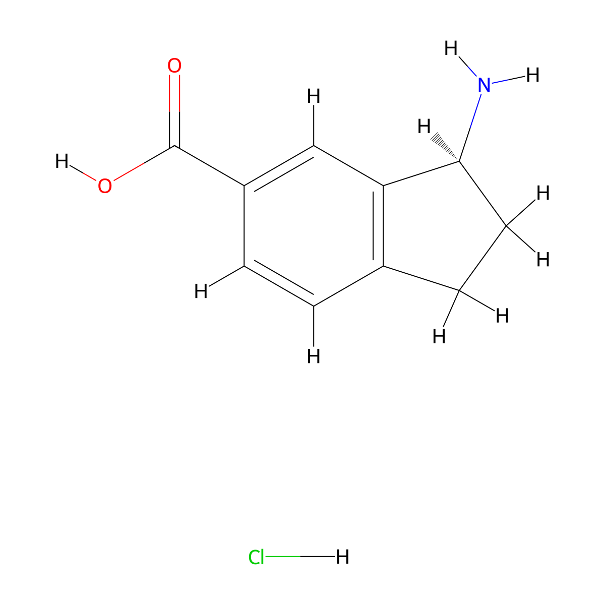 (3S)-3-amino-2,3-dihydro-1H-indene-5-carboxylic acid hydrochloride molecular structure, CAS 2919940-58-0