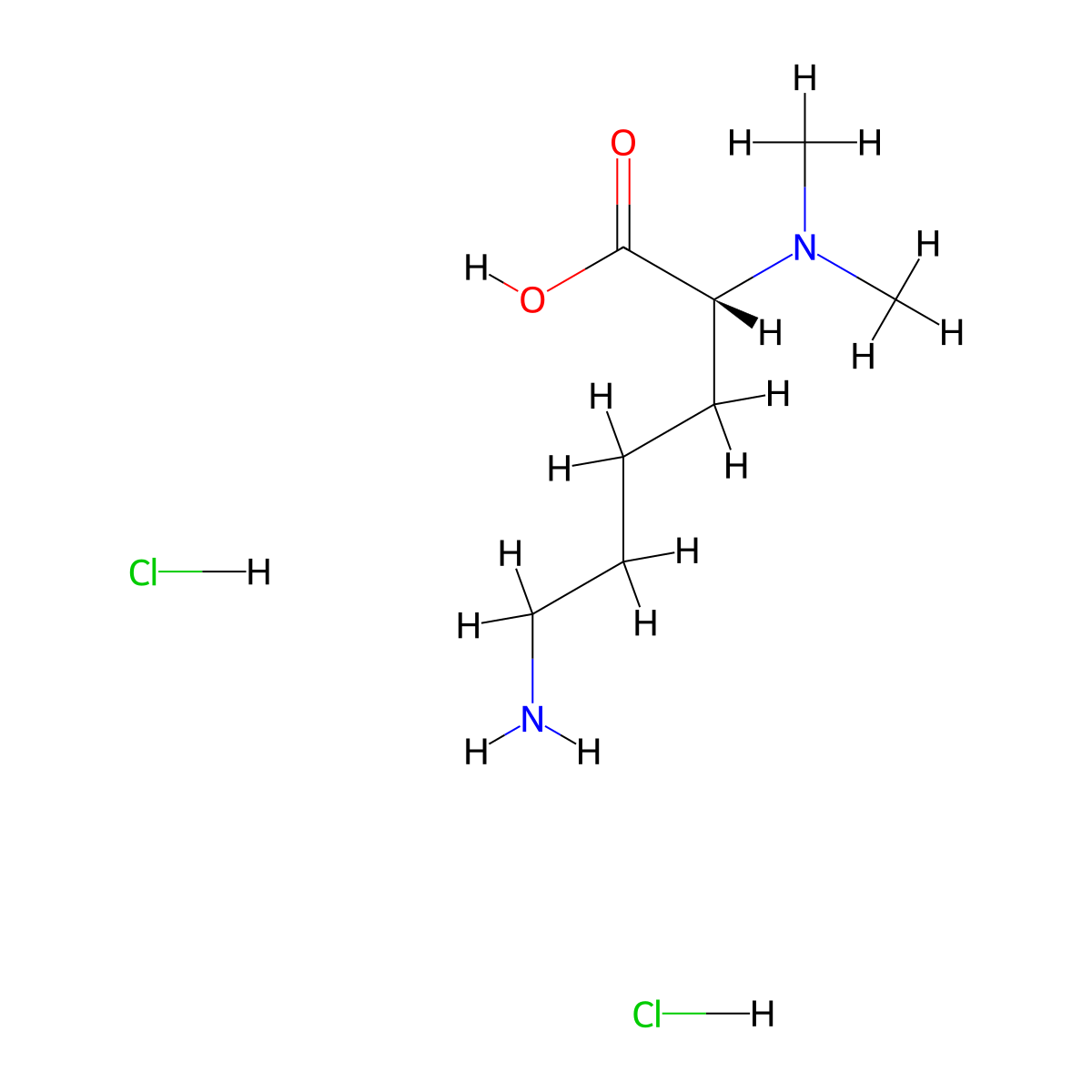 (2R)-6-amino-2-(dimethylamino)hexanoic acid dihydrochloride molecular structure, CAS 2919940-67-1