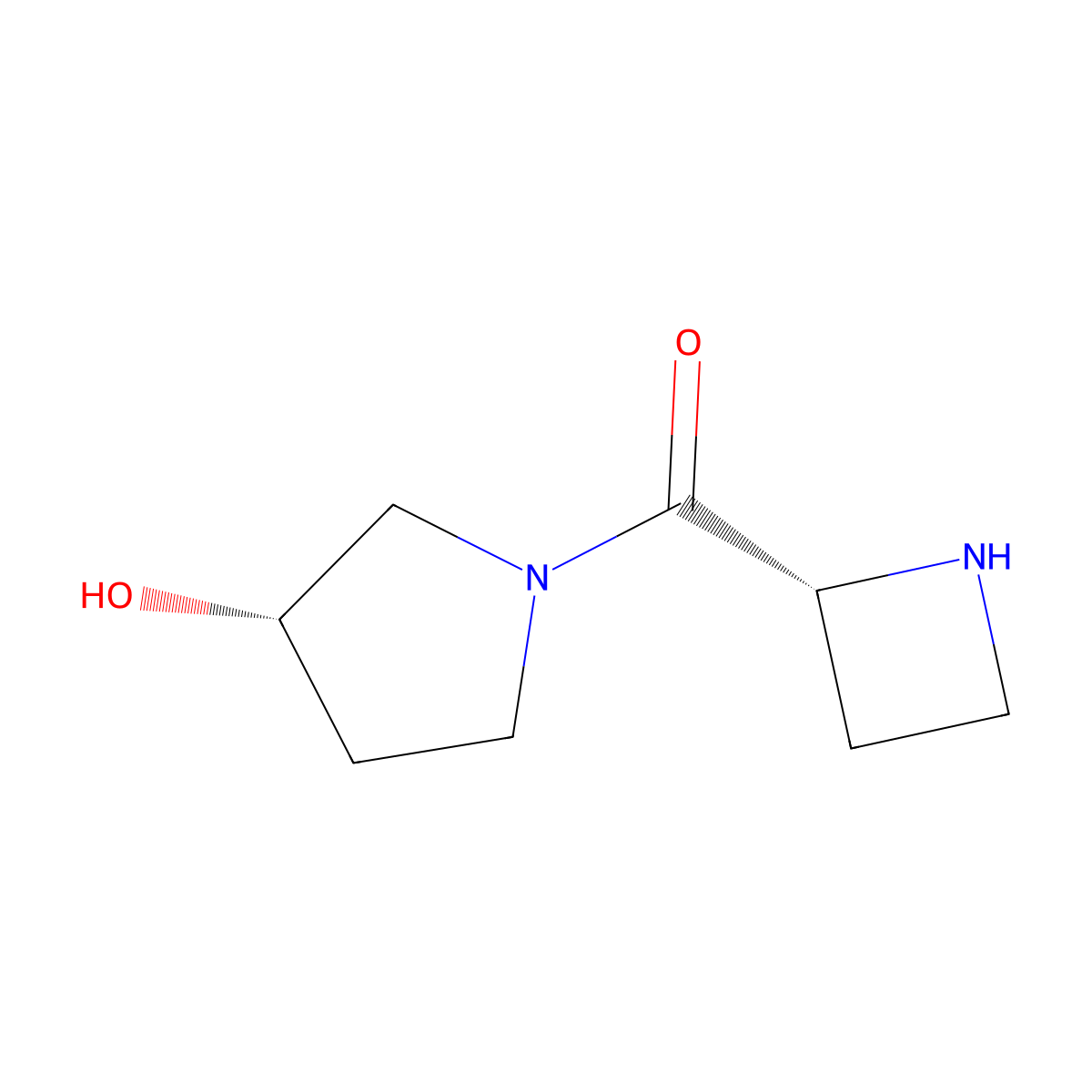 (3S)-1-[(2R)-azetidine-2-carbonyl]pyrrolidin-3-ol molecular structure, CAS 2919940-70-6