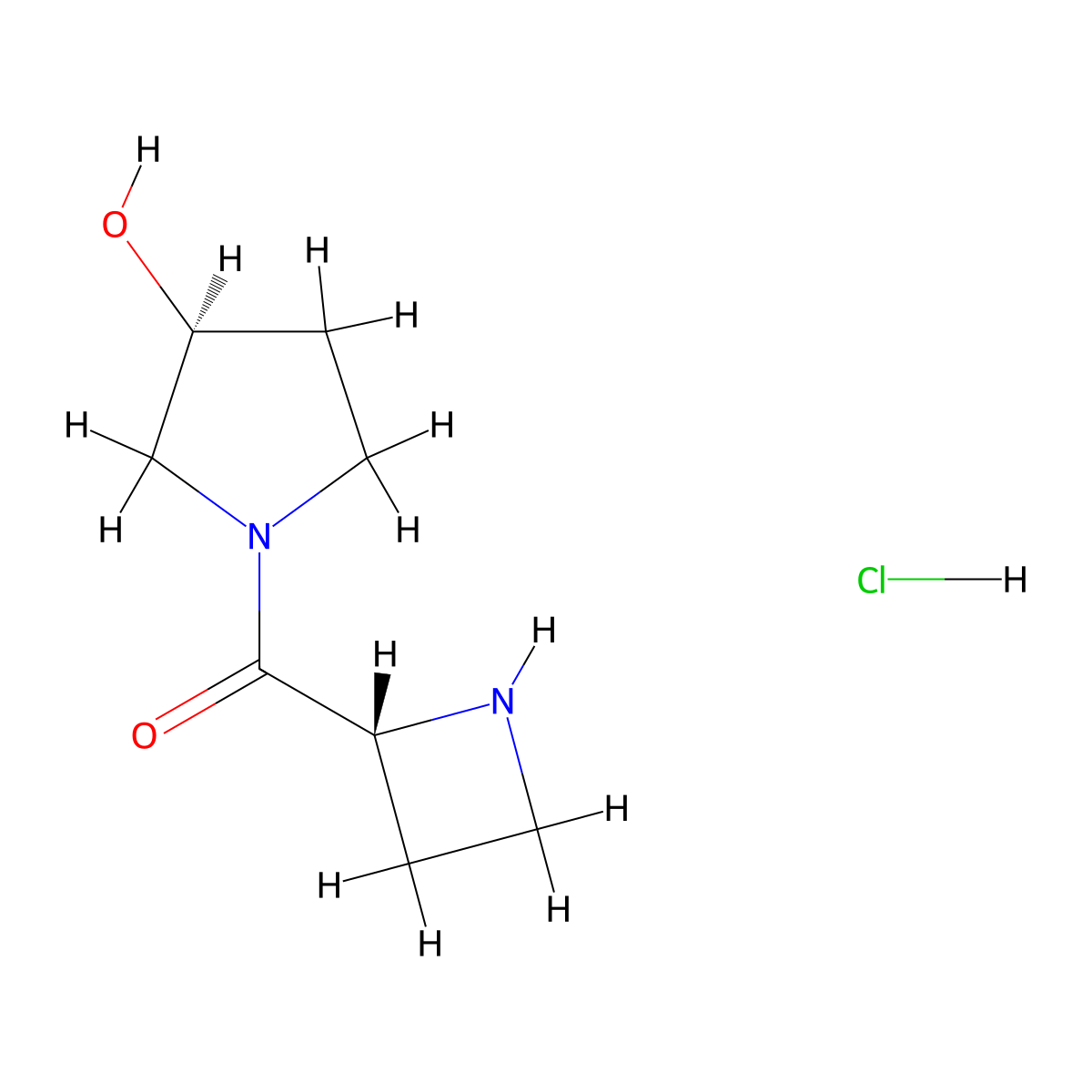 (3S)-1-[(2R)-azetidine-2-carbonyl]pyrrolidin-3-ol hydrochloride molecular structure, CAS 2919940-71-7