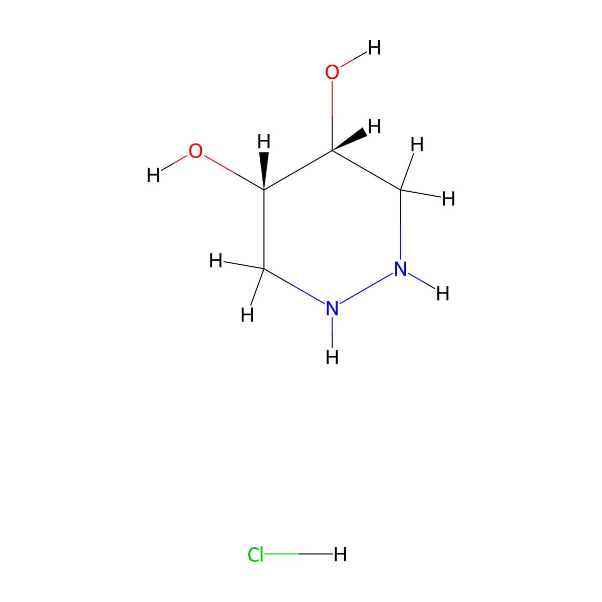 (4R,5S)-1,2-diazinane-4,5-diol hydrochloride, cis molecular structure, CAS 2919940-76-2