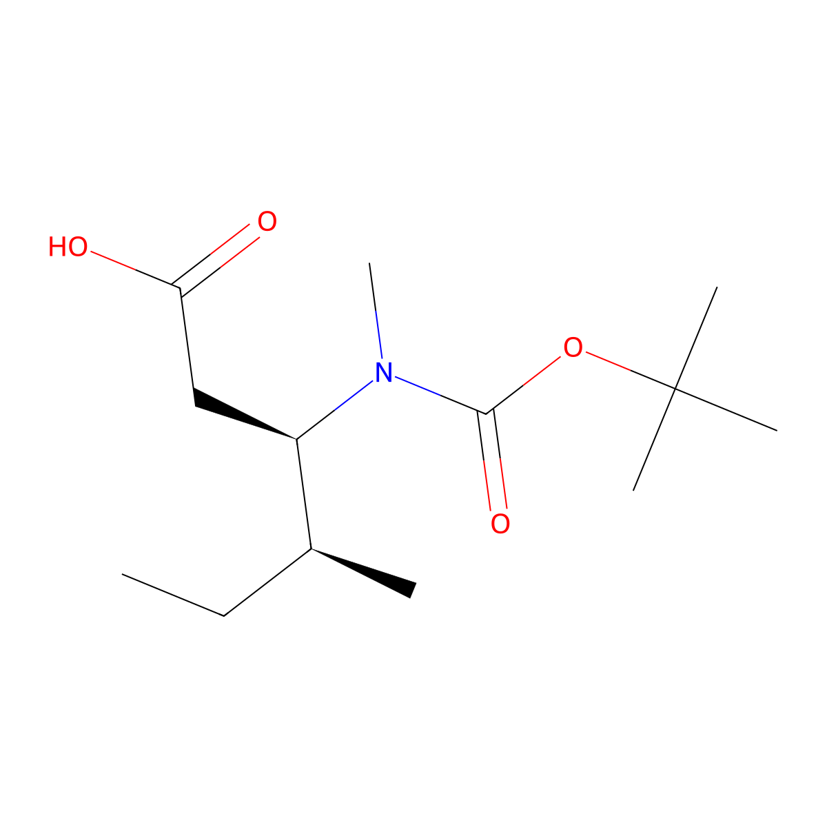 (3R,4S)-3-{[(tert-butoxy)carbonyl](methyl)amino}-4-methylhexanoic acid molecular structure, CAS 2919940-80-8
