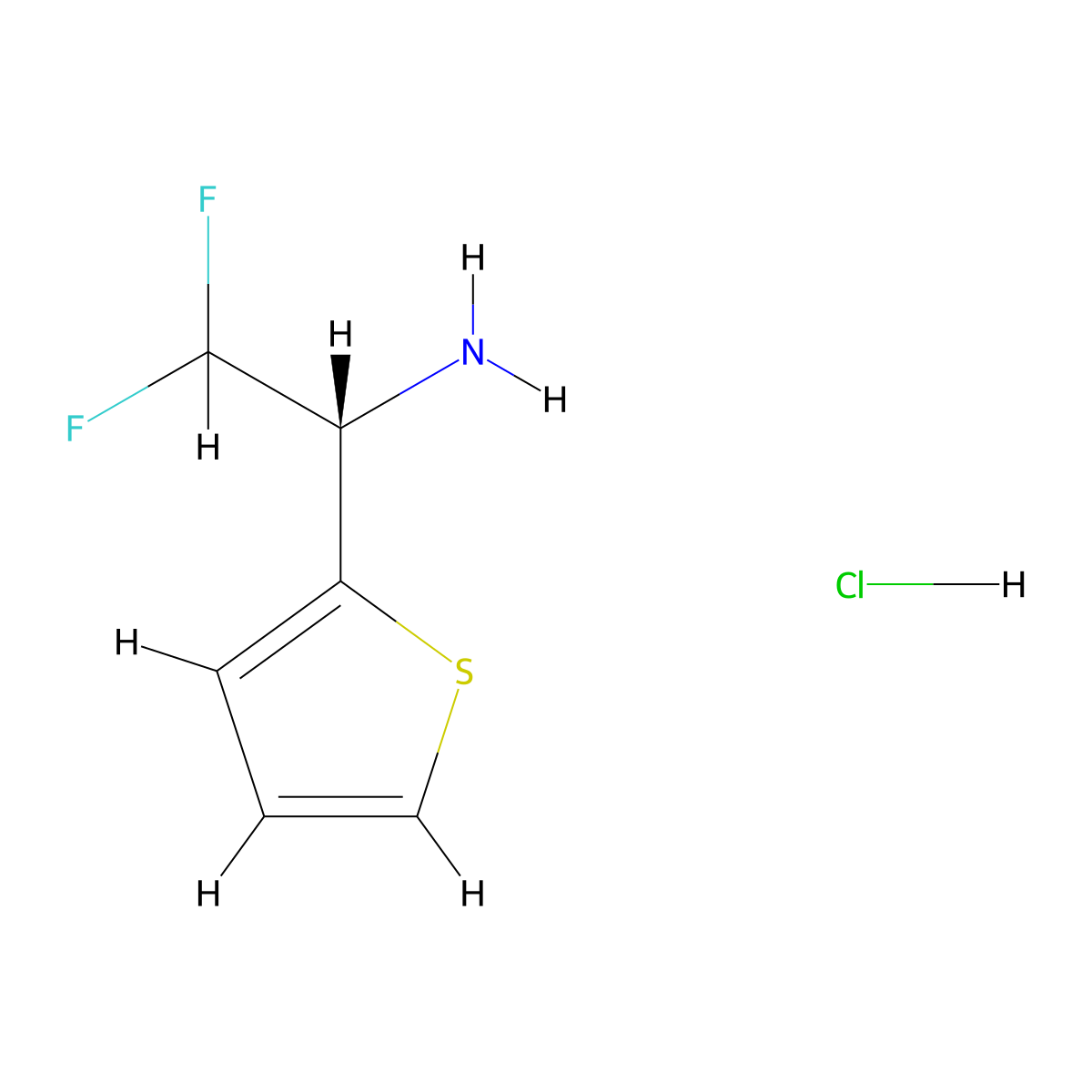 (1S)-2,2-difluoro-1-(thiophen-2-yl)ethan-1-amine hydrochloride molecular structure, CAS 2919940-83-1