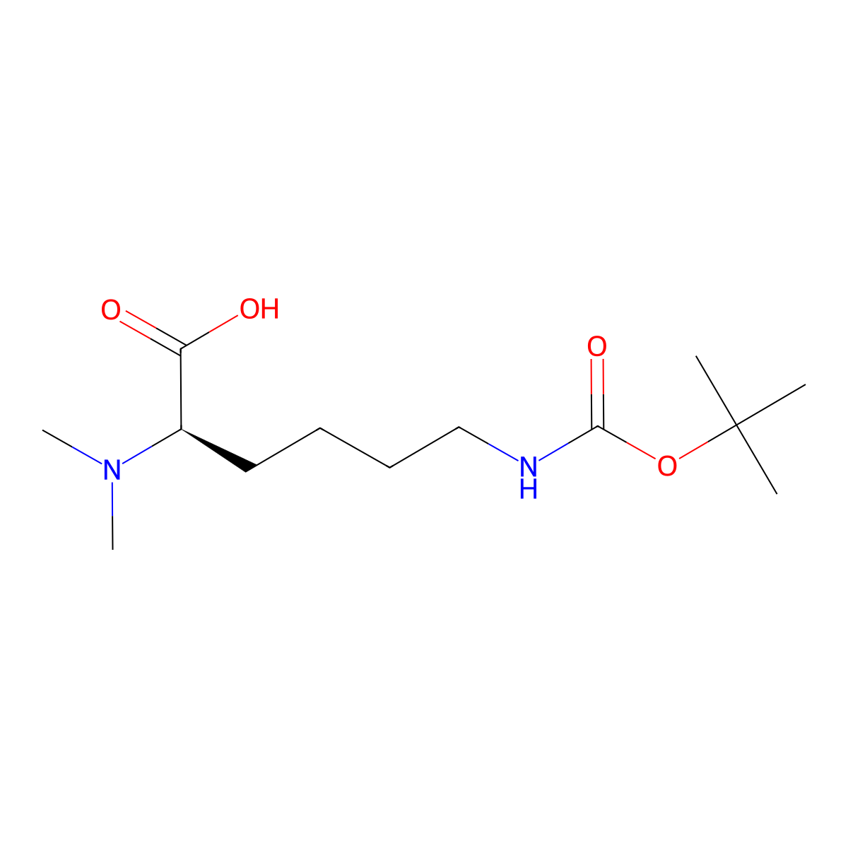(2R)-6-{[(tert-butoxy)carbonyl]amino}-2-(dimethylamino)hexanoic acid molecular structure, CAS 2919940-84-2