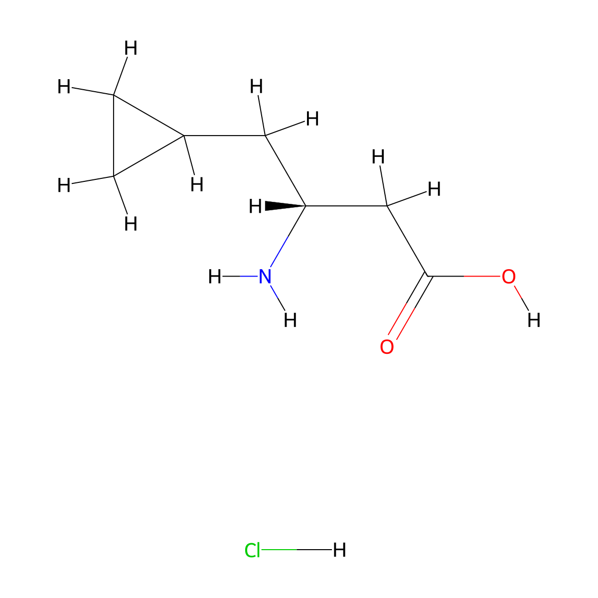 (3R)-3-amino-4-cyclopropylbutanoic acid hydrochloride molecular structure, CAS 2919940-87-5